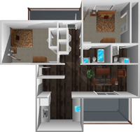 This image is the visual 3D representation of Floorplan C in Greentree Park Apartments.