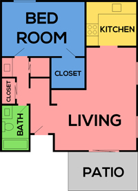 This image is the visual schematic representation of Floorplan A in Greentree Park Apartments.