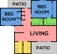 This image is the visual schematic representation of Floorplan F in Greentree Park Apartments.